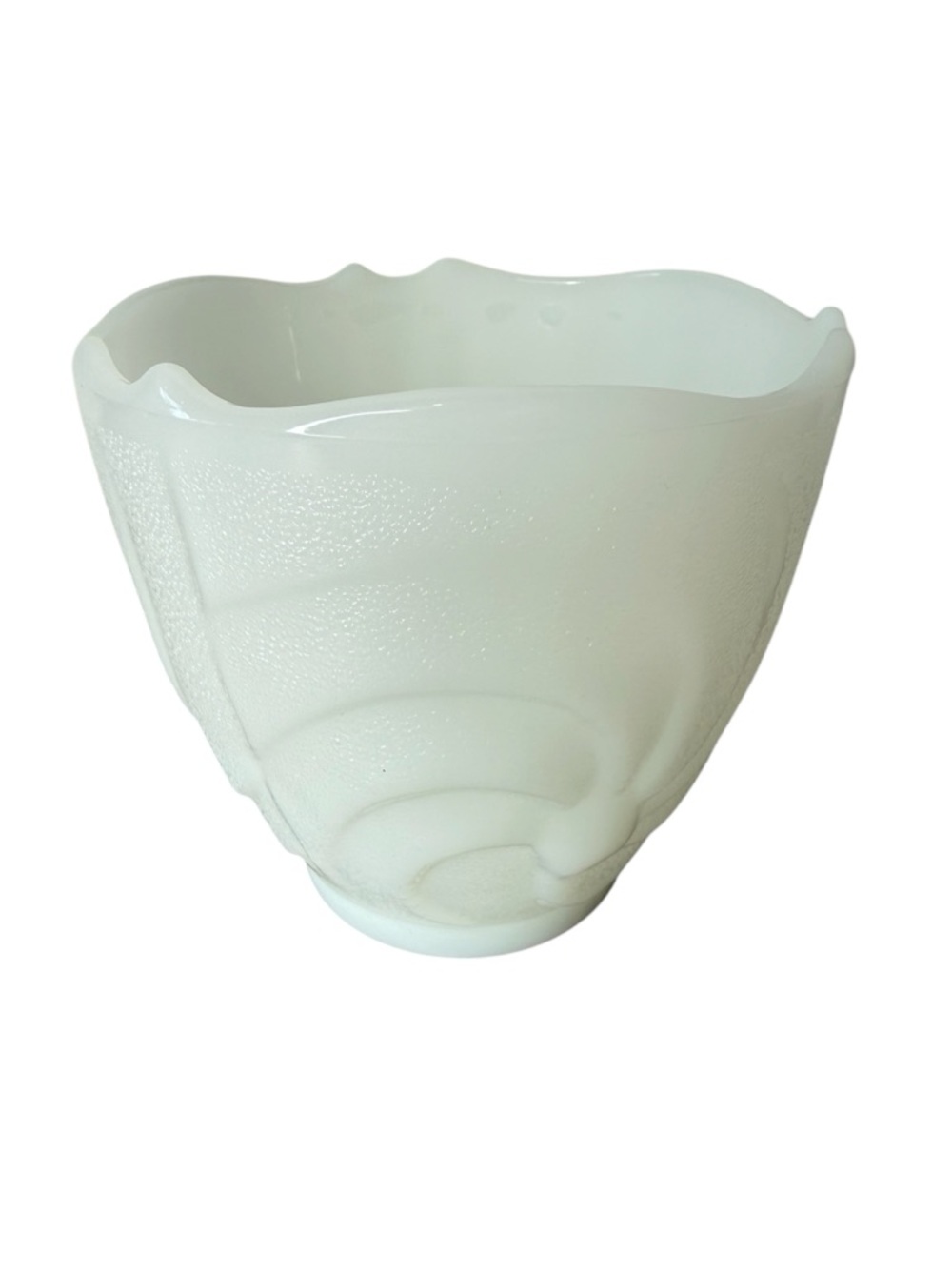 E.O. BRODY CO Vintage White Milk Glass Tulip Swirl Spiral Textured Vase 50’s MCM